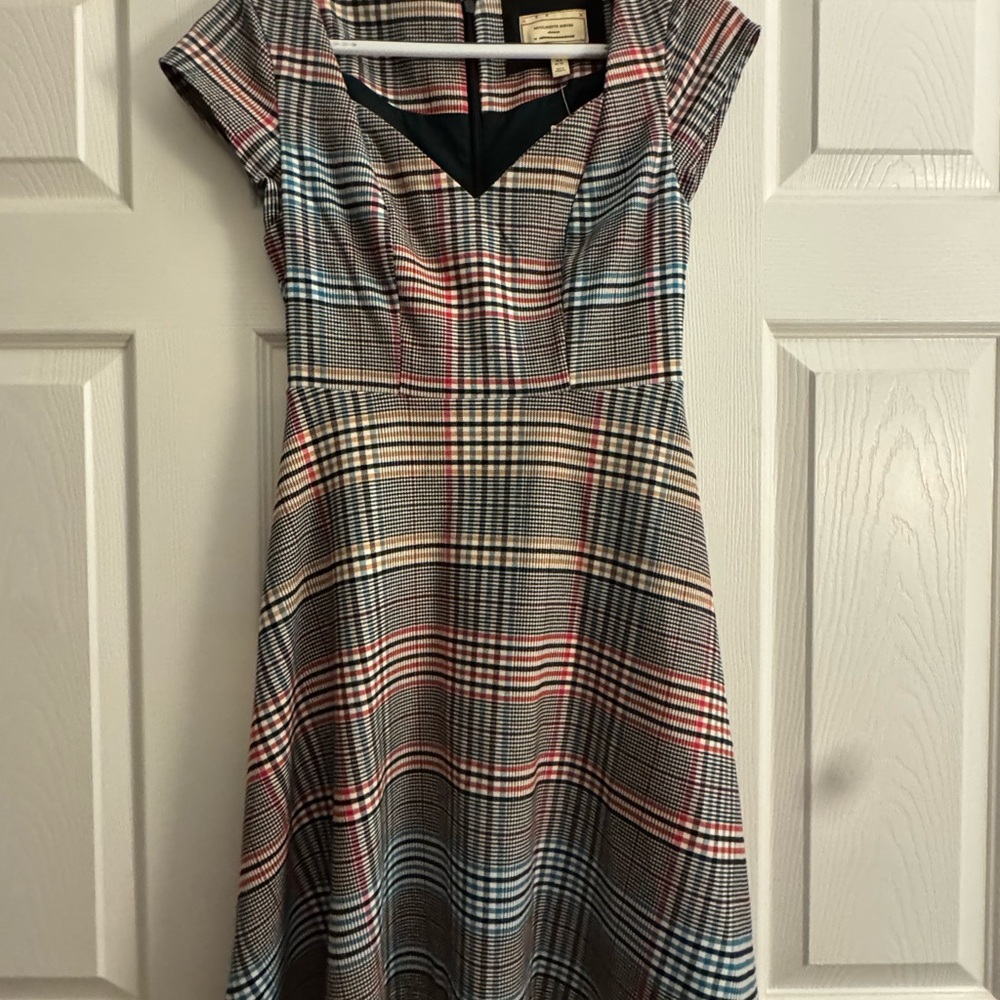 Sz 0 Anthropologie Plaid Dress NEW Tags attached